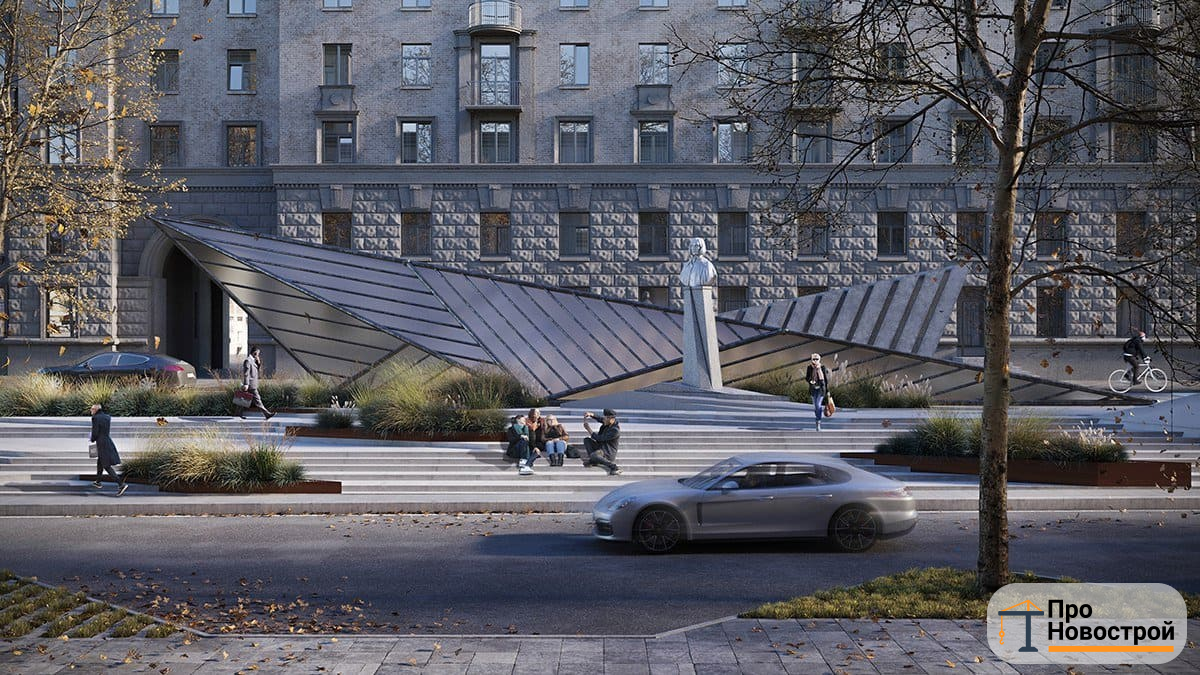 Памятник Гоголю на реконструированной улице Гоголя в Днепре